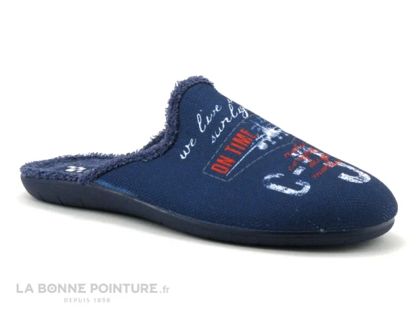 Meilleur prix ✔️ ZEL’S Homme Zels 7548 Bleu Marine – Semelle Eponge – Pantoufle Mule H ? 1